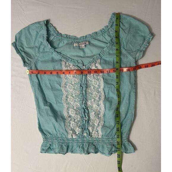 Forever 21 Vintage Y2K Lace Cotton Puff Sleeve Top Size S Peasant Cottage Fairy - Picture 5 of 7